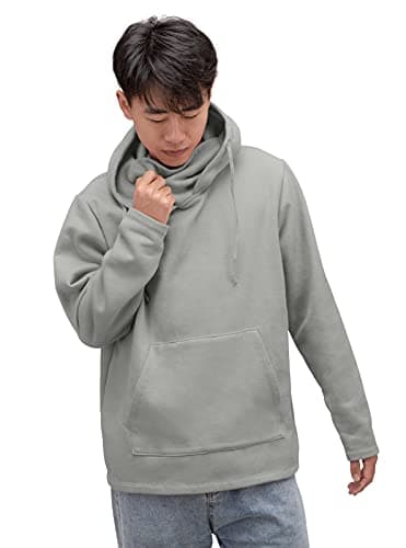 Image of Velosso Masked Hoodie Long Sleeve Casual Hooded Sweatshirt Fleece Cover Mask Snood Hoodie Pullover Drawstring Hood (Grey, M)