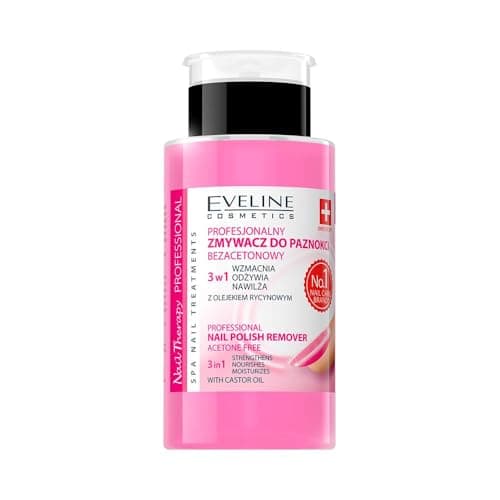 Image of Eveline Cosmetics Nail Therapy Professional 3-in-1 Nail Polish Remover with Vitamin A, E, F & Argan Oil - Moisturizes, Softens Cuticles & Strengthens Nails - Professional Formula 190ml