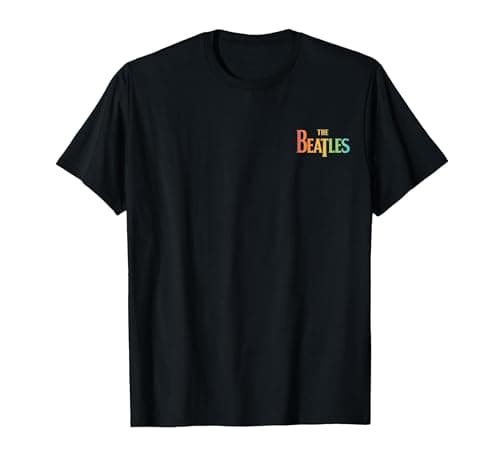 Image of The Beatles - Rainbow Song Titles Collage T-Shirt, Men, Black, Medium