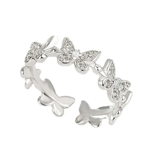 Image of Bow Zirconia Adjustable Open Ring for Women Ethereal Forest-Inspired Jewelry Stackable Trendy Accessory for Casual Outfits