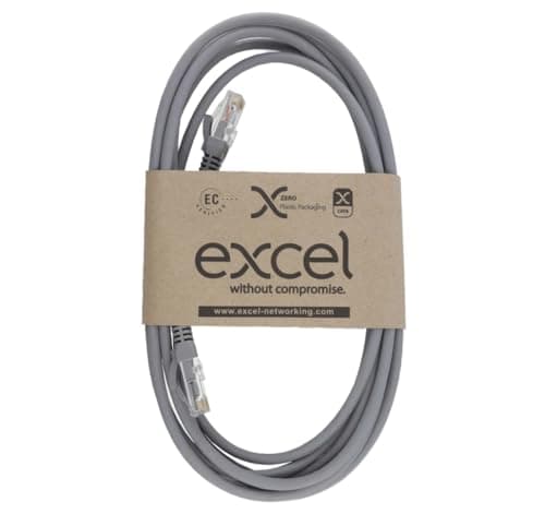 Image of CAT6 Excel Copper Patch Lead, U/UTP Unshielded, LSOH Blade Booted, Grey Ethernet Network Cable (2 Metres)