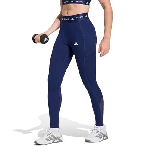 Image of adidas Women's TECHFIT Stash Pocket Full Length Leggings, dark blue, S