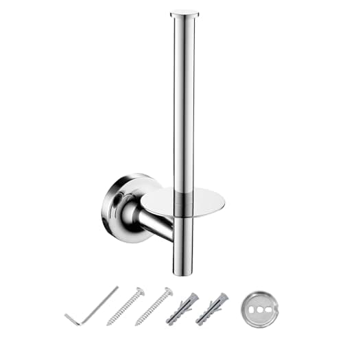 Image of JASSFERRY Wall Mounted Toilet Roll Holder Polished Chrome Bathroom Paper Towel Storage Holders (Vertical)