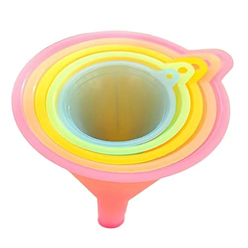 Image of ASPIRE UK 5 Piece Funnel Set/Kitchen Funnels – Multi Size Funnels with Handles (67mm to 125mm), Suitable for Bottles, Containers & Jars, Designed for Transferring Liquids, Oils & Dry Ingredients