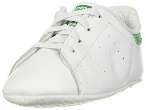 Image of adidas Originals Boys' Stan Smith Crib Running Shoe, White/Green, 5 Medium US Infant