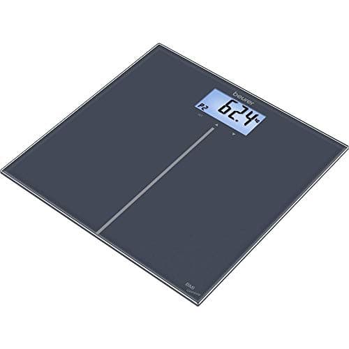 Image of Beurer Digital Glass Bathroom Scale, BMI Indication, 180kg Capacity, 10 User Profiles, LCD Display - Black