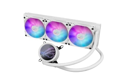 Image of ASUS ROG Ryuo III 360 white edition all-in-one liquid CPU cooler with Asetek 8th gen pump solution, Anime Matrix LED Display and ROG ARGB cooling fans