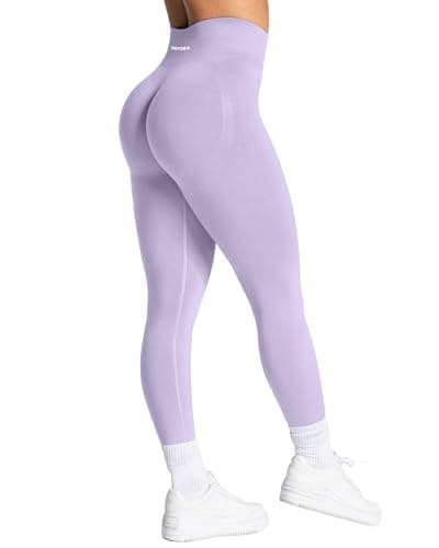 Image of TAYOEA Gym Leggings for Women UK with Tummy Control - Butt Lifting Scrunch Bums Yoga Pants No Front Seam, Squat Proof Seamless Compression Sports Leggins Purple,S