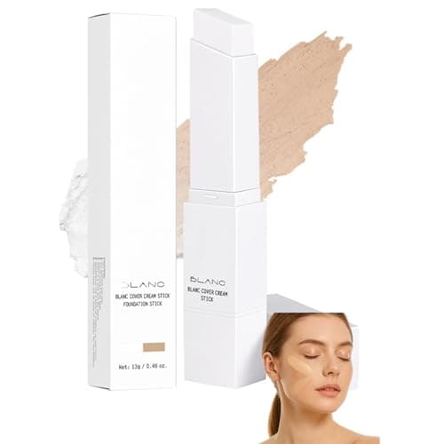 Image of Color Changing Foundation Stick Light Nude Beige Cream Foundation Stick with Detachable Brush, Hydrating Buildable Medium to Full Coverage Face Makeup for Natural Finish (#3 Natural)
