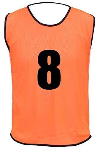 Image of 15 MESH BIBS FOOTBALL TRAINING SPORTS BIBS NUMBERED (1-15 OR number of your choice) Front/Back OR Front & Back (Orange (Back Only), Youth (Men's Small-Medium))