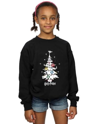 Image of Harry Potter Girls Christmas Tree Sweatshirt Black 9-11 Years