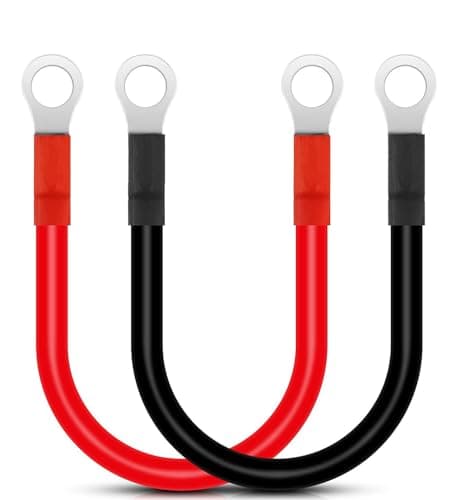 Image of Gebildet 30cm Inverter Cable 12V-24V 25mm虏 3AWG (Max 125A) Battery Cable Red and Black Auto Leads With Ring Terminals Copper Flexible Wire for Truck, Motorcycle, Solar, RV, Marine