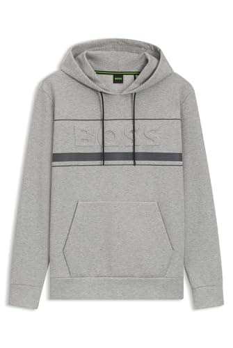 Image of BOSS Mens Soody Zone Cotton-blend hoodie with stripe details