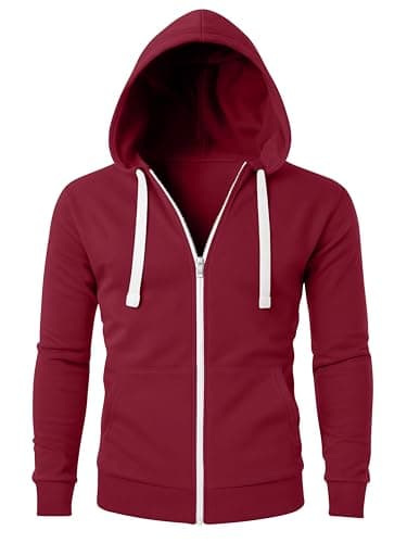 Image of Love My Fashions® Men Full Zipper Plain Hoodie with Front Pockets Hoody for Casual Wear & Workout Wine