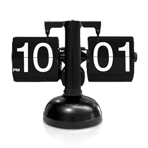 Image of Retro Flip Down Clock, Automatic Flip Digital Desk Clock Flip down Vintage Design Table Clock Mute for Living Room Study(Black)