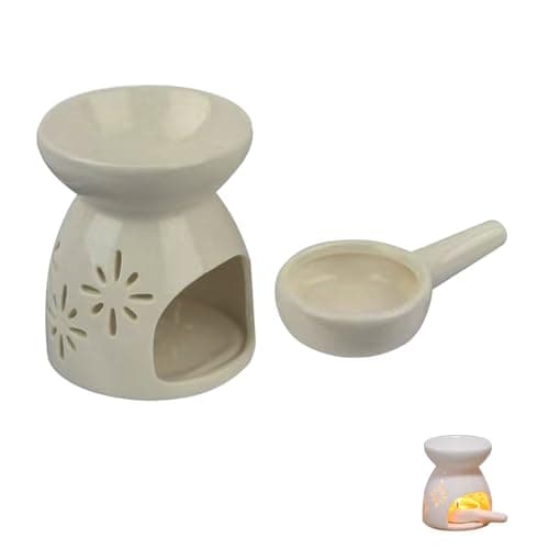 Image of Ceramic Wax Melt Burner Oil Burner for Essential Oils - Modern Candle Warmer with Candle Holder, Decorative Aromatherapy Burners for Home Bedroom Decor