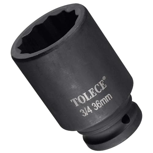Image of TA-VIGOR 12-Point Deep Impact Socket, 3/4-Inch Drive 36mm Metric Spindle Axle Nut Socket Driver Wrench, Durable CR-MO Steel 78mm Length Nut Impact Socket for Auto Repair Easy Removal