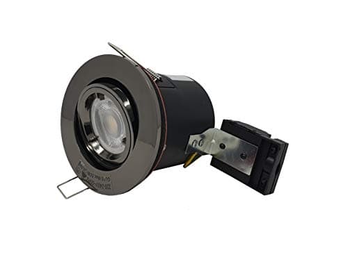 Image of UKEW Fire Rated LED Recessed Downlights - Pack of 4 Adjustable GU10 LED 240V Tilt Dimmable Spotlights - Kitchen Hallway Ceiling Lights (Black Chrome)