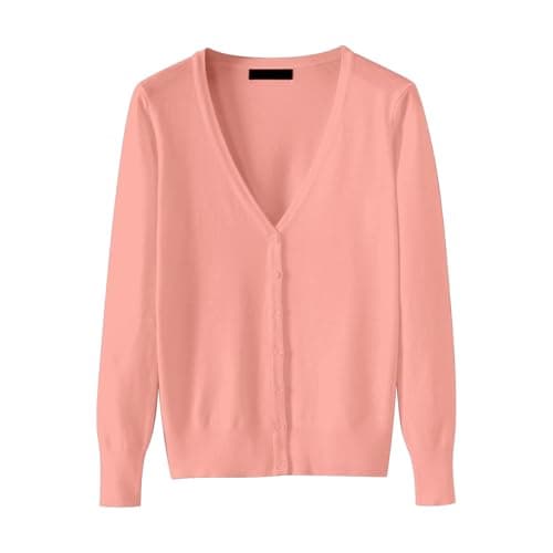 Image of Cocila Cardigans for Women UK Long Sleeve Button Down Lightweight V-Neck Knit Cardigan Sweater Solid Color Casual Classic Basic Versatile Elegant Autumn Stretch Oversized Cardigan Orange L