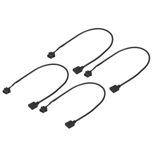 Image of PATIKIL 12V 4 Pin to SM4P Female Splitter Cable, 4 Pcs PWM Fans RGB Power Cord ARGB Extension Connector Plug for Computer Chassis Motherboard, Black