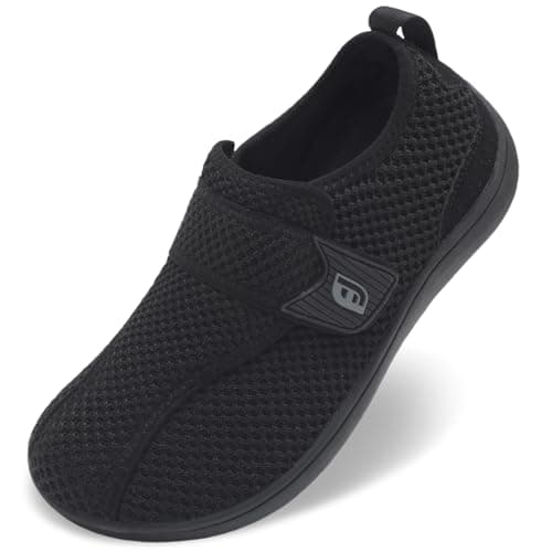 Image of Extra Wide Fit Shoes for Women Barefoot Zero Drop Casual Walking Trainers Black Size 7 Wide