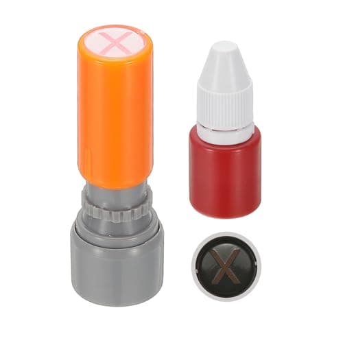 Image of PATIKIL Letter Stamps Self Inking, Character Alphabet X Teacher Initial Ink Stamp Red Ink for Class Notebook Scrapbooking DIY Craft, Orange