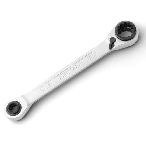 Image of DURATECH 4 in 1 Ratchet Spanner 10 x 19 mm - 13 x 17 mm, Reversible Box-end Wrench, Double Ring Spanner, Chrome Vanadium Steel, 12-Point Ratchet, 72 Teeth, Metric