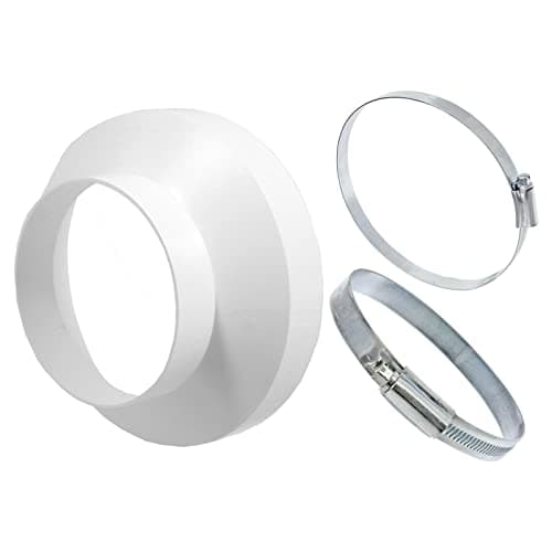 Image of SPARES2GO Air Conditioner Vent Hose Reducer Adaptor Kit (Connector Ring 4" / 100mm to 6" / 152mm + Steel Pipe Clips x 2)