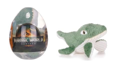 Image of Jurassic World Rebirth Movie 5" / 13cm Mosasaurus Dinosaur Soft Plush Toy in Plastic Egg