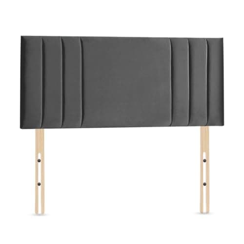 Image of Elixir Furniture RIO 3 Divan Bed Headboard | Plush Velvet Fabric Headboards for 5ft King Size Bed Frame | Elegant design with wooden material headboards for beds (Grey, 5ft King Height-20inch)
