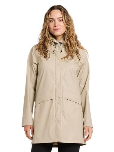 Image of Didriksons Avon Women's Waterproof Rain Jacket Galon Rubberised Parka Coat - Beige