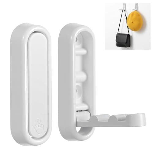 Image of Shimmeroo 2Pcs Foldable Wall Hooks, Folding Hanger Hook, Heavy Duty Folding Coat Hooks Wall Mounted for Hanging Coat Towels Bags Keys, White