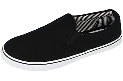 Image of Mens Canvas Mesh Slip On Espadrilles Casual Low Top Plimsoll Trainers Size 7-12 (Black, UK Footwear Size System, Adult, Men, Numeric, Medium, 9)