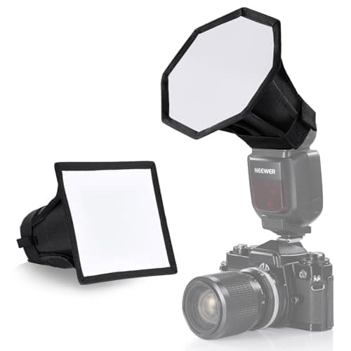 Image of NEEWER Upgraded Flash Diffuser Speedlight Softbox Collapsible 2 Pack, (5.9"/15cm Octagon, 6"x5" Rectangular) for Z2 Z1 V1 Round Head Flashes and Compatible with Godox Sony Nikon Canon Flash, NS5P