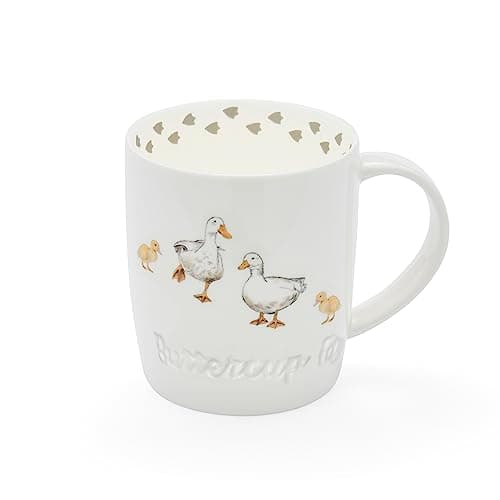 Image of Cooksmart British Designed Barrel Coffee Mug | Ceramic Coffee Mugs for Home or Work | Large Mugs for Hot Drinks | Tea and Coffee Cups - Ducks