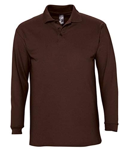 Image of SOL'S Winter II Long Sleeve Cotton Piqué Polo Shirt Chocolate XXL