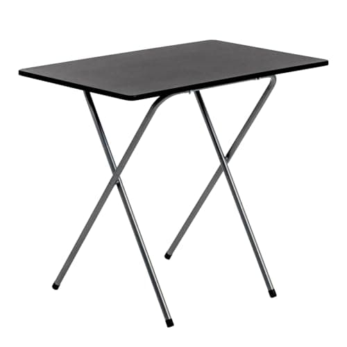 Image of Harbour Housewares 80cm Wooden Folding Computer Desk - Silver Frame, Black Top - Laptop Notebook Table PC for Writing Study Office Bedroom & Gaming