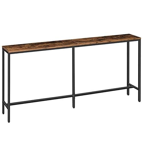Image of MAHANCRIS Console Table, 180 CM Narrow Long Sofa Table, Entryway Table, Industrial Sofa Table, Side Table, for Hallway, Living Room, Sturdy and Stable, Easy to Assemble, Rustic Brown ACTHR18001Z