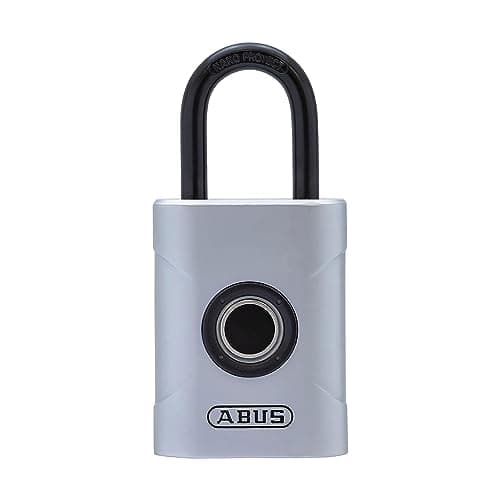 Image of ABUS Touch 57/45 fingerprint lock - keyless, weatherproof padlock - IP66 & IP68 - for gym, office, home, garden and much more, silver, 45mm