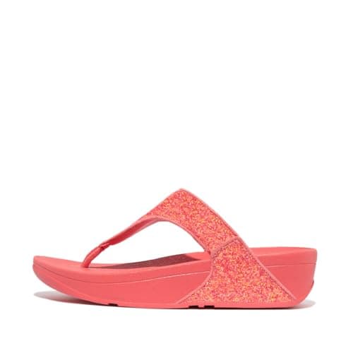 Image of Fitflop Women's Lulu Glitter Flip Flops, Toe-Post Sandals, Comfortable with Natural Arch Support - Rosy Coral - 6 UK