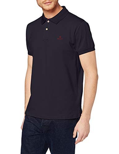 Image of GANT Men's REG Tonal Shield SS Rugger Shirt, Evening Blue, Standard