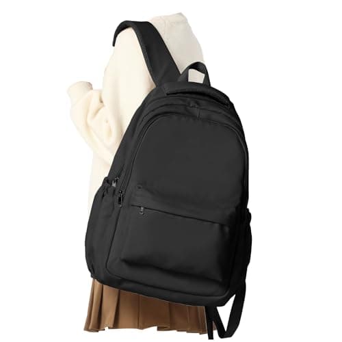 Image of WEPLAN School Backpack School Bag for Teenage Girls Boys College Rucksack Lightweight Schoolbag Casual Backpack Dayback Women Bookbag College Waterproof 14 Inch Laptop Backpacks,A1-Black