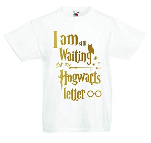 Image of I Am Still Waiting for My Hogwarts Letter T-Shirt - Harry Potter Inspired Wizard Magic Birthday Gift for Boys or Girls T Shirt Age 3-4 to Age 12-13 (Age 9-11, White)