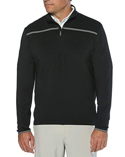Image of Callaway Men's Golf Chest Stripe Long Sleeve 1/4 Zip Mock Pullover, Caviar, XX-Large