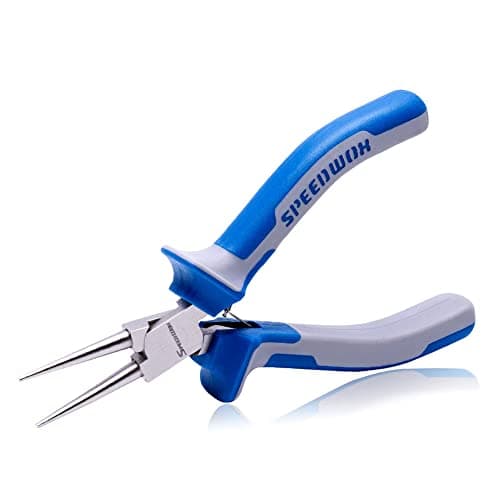 Image of SPEEDWOX 5 Inch Round Nose Pliers - Mini Ultra Tapered Jaw Precision Nippers with Spring for Craft Jewelry Making