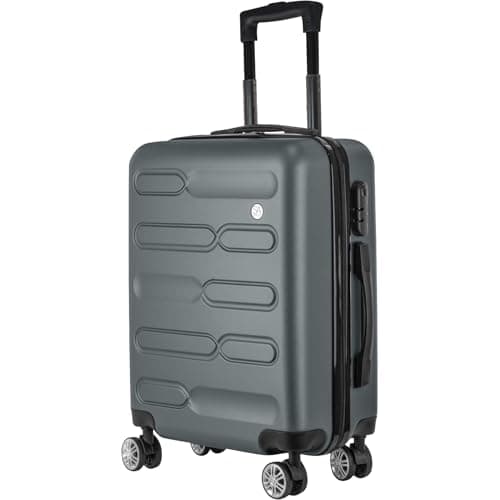 Image of SA Products Cabin Suitcase | 34L Carry On Suitcase, Cabin Bag 55x40x20 with Combination Lock | Hard Shell Suitcase with 4 Wheels Cabin Luggage, Cabin Bags 55 x 40 x 20 Approved (Grey)