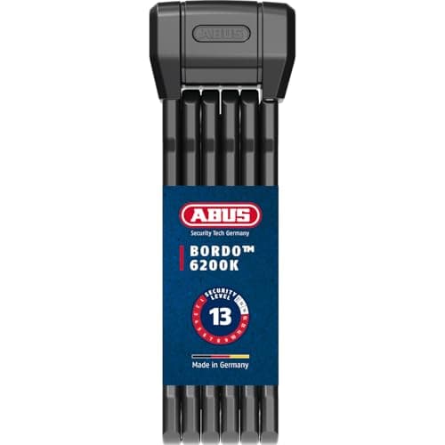 Image of ABUS Folding Lock Bordo 6200K 90 SH - Flexible Bicycle Lock with Bracket - Lock Body can be rotated by 360 Degrees - Safety Thanks to Hardened Steel and XPlus Cylinder - 94 cm, Black