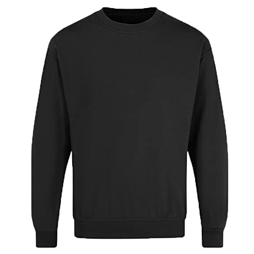 Image of G5 APPAREL Unisex Plain Crew Neck Casual Set-in Sweatshirt Winter Warm Drop Shoulder Top (as8, alpha, 5x_l, regular, regular, Black, 5XL)