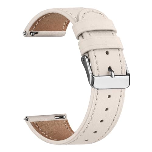 Image of Leather Strap Compatible with Garmin Vivomove 3, Luxe, Style, Sport, Trend - 20mm Genuine Leather Strap Replacement Wristband (Starlight)