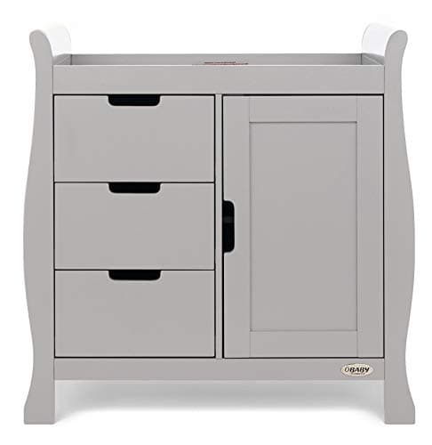Image of Obaby Stamford Closed Changing Unit – Warm Grey – Nursery Storage & Baby Changing Station